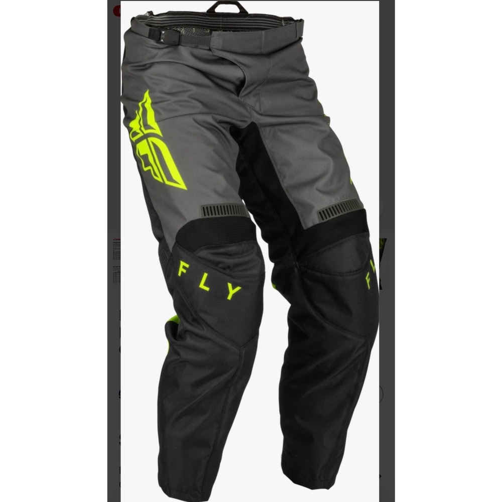 Fly Racing F-16 Pants Men 34 Black Grey Neon Yellow Motocross MX Off-Road Gear